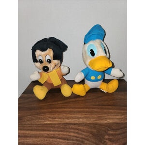 Vintage Disney Mickeys Christmas Carol Plush 1980's Mickey And Donald